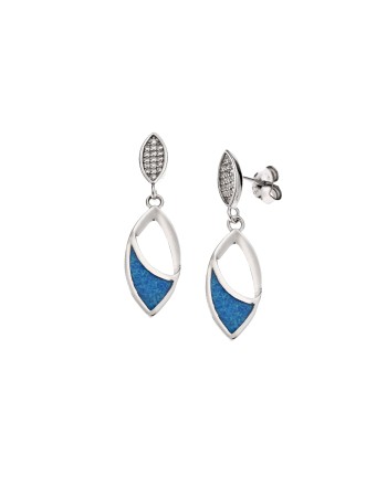 Σκουλαρίκια Senza από ασήμι 925, με Opal και ζιργκόν - SSR4037SOP