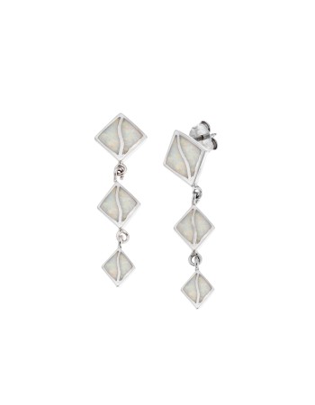 Σκουλαρίκια Senza από ασήμι 925, ρόμβοι με Opal - SSR4040SWH