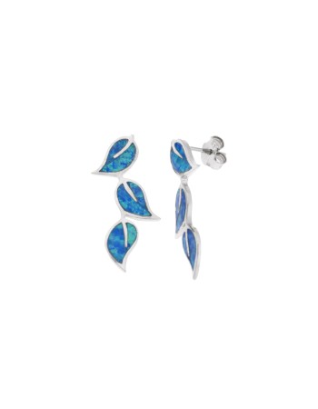 Σκουλαρίκια Senza από ασήμι 925, φυλλαράκια με Opal - SSR4041SOP