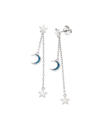 Σκουλαρίκια Senza από ασήμι 925, αστέρια και πλανήτης με Opal - SSR4043SOP