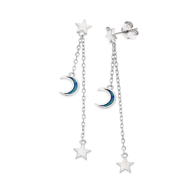 Σκουλαρίκια Senza από ασήμι 925, αστέρια και πλανήτης με Opal - SSR4043SOP