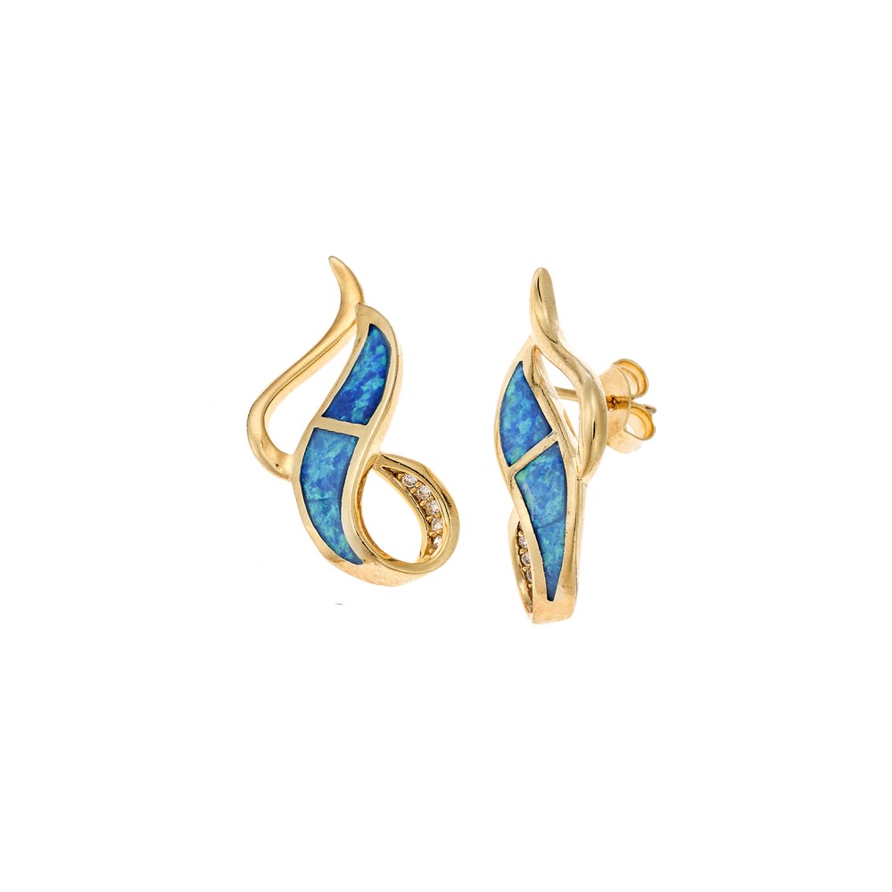 Σκουλαρίκια Senza από επιχρυσωμένο ασήμι 925, Opal - SSR4050GOP