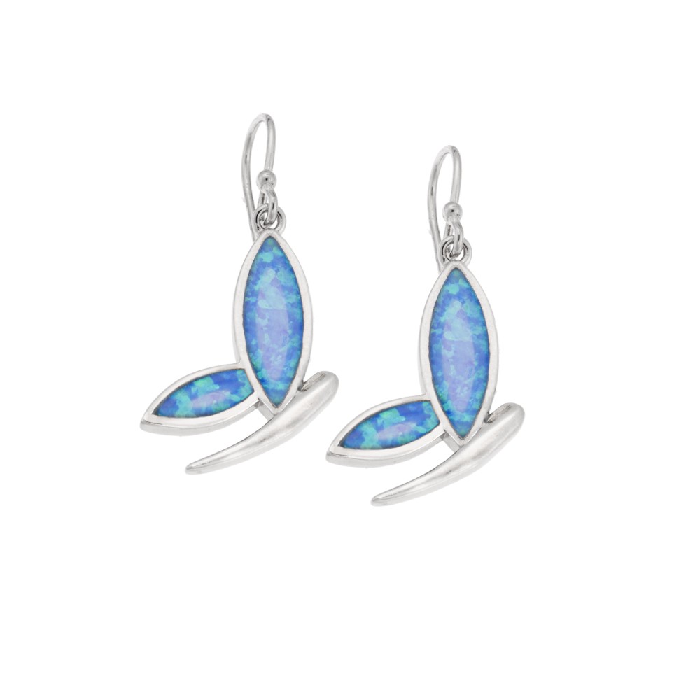 Σκουλαρίκια Senza από ασήμι 925, πεταλούδα με Opal - SSR4051SOP