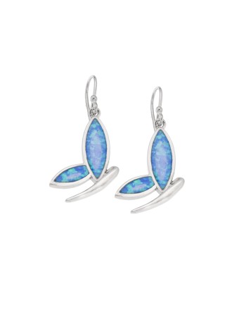 Σκουλαρίκια Senza από ασήμι 925, πεταλούδα με Opal - SSR4051SOP