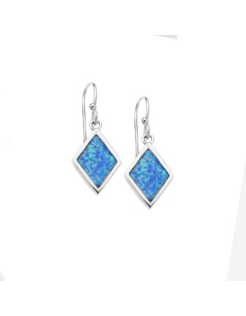 Σκουλαρίκια Senza από ασήμι 925, ρόμβος με Opal - SSR4056SOP