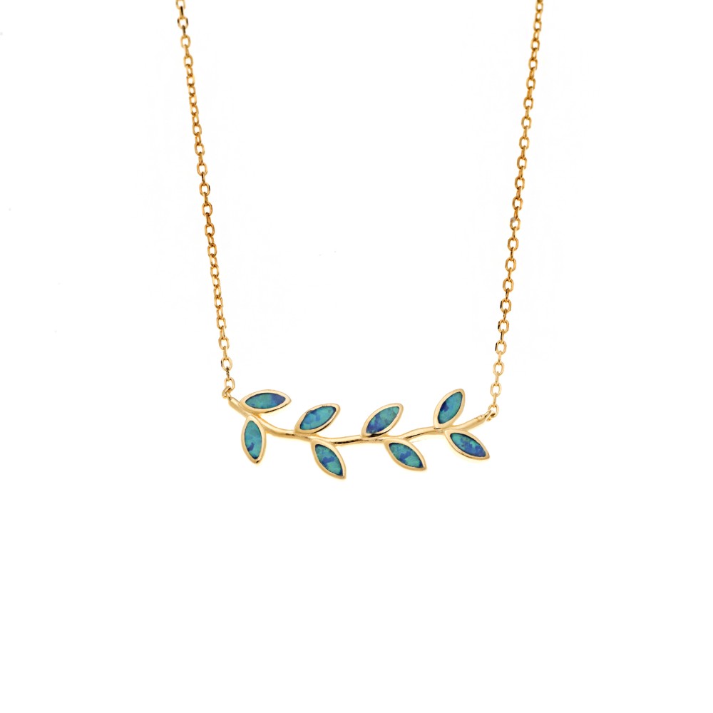 Κολιέ Senza από επιχρυσωμένο ασήμι 925, κλαδάκι με Opal - SSR4060GOP