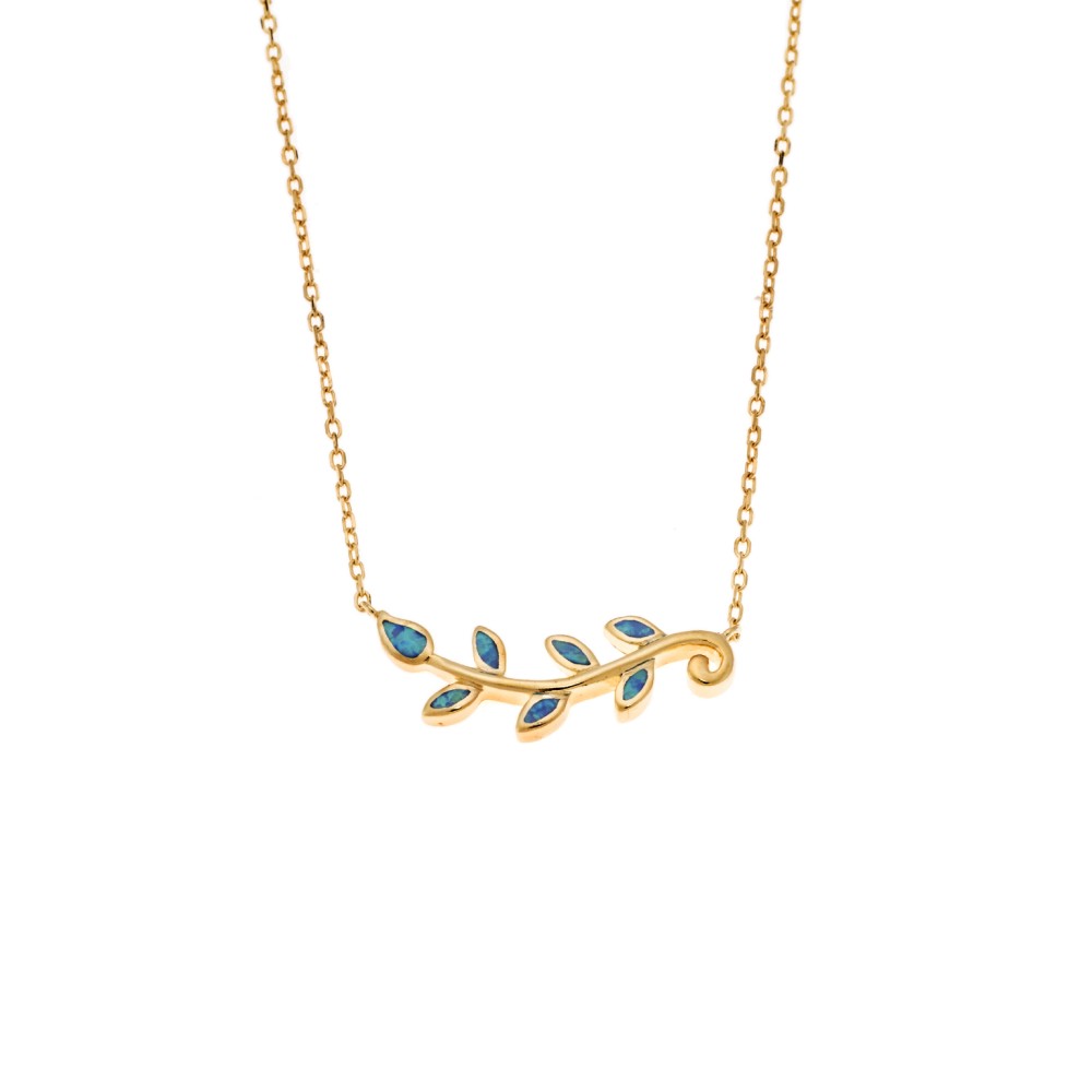 Κολιέ Senza από επιχρυσωμένο ασήμι 925, κλαδάκι με Opal - SSR4062GOP