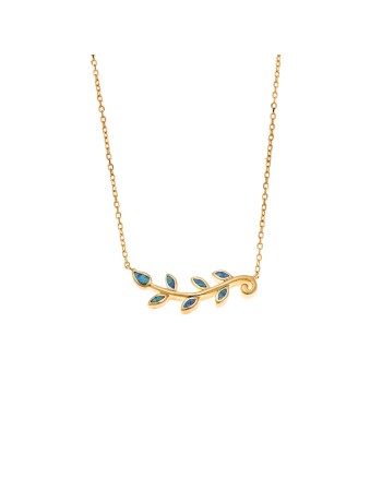 Κολιέ Senza από επιχρυσωμένο ασήμι 925, κλαδάκι με Opal - SSR4062GOP