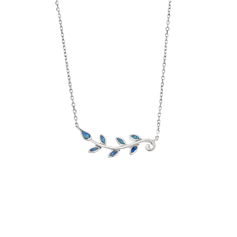 Κολιέ Senza από ασήμι 925, κλαδάκι με Opal - SSR4062SOP