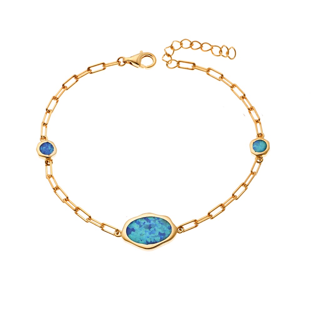 Βραχιόλι Senza από επιχρυσωμένο ασήμι 925, με τριπλό σχέδιο Opal - SSR4066GOP