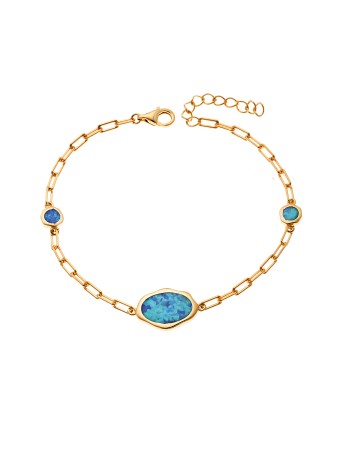 Βραχιόλι Senza από επιχρυσωμένο ασήμι 925, με τριπλό σχέδιο Opal - SSR4066GOP