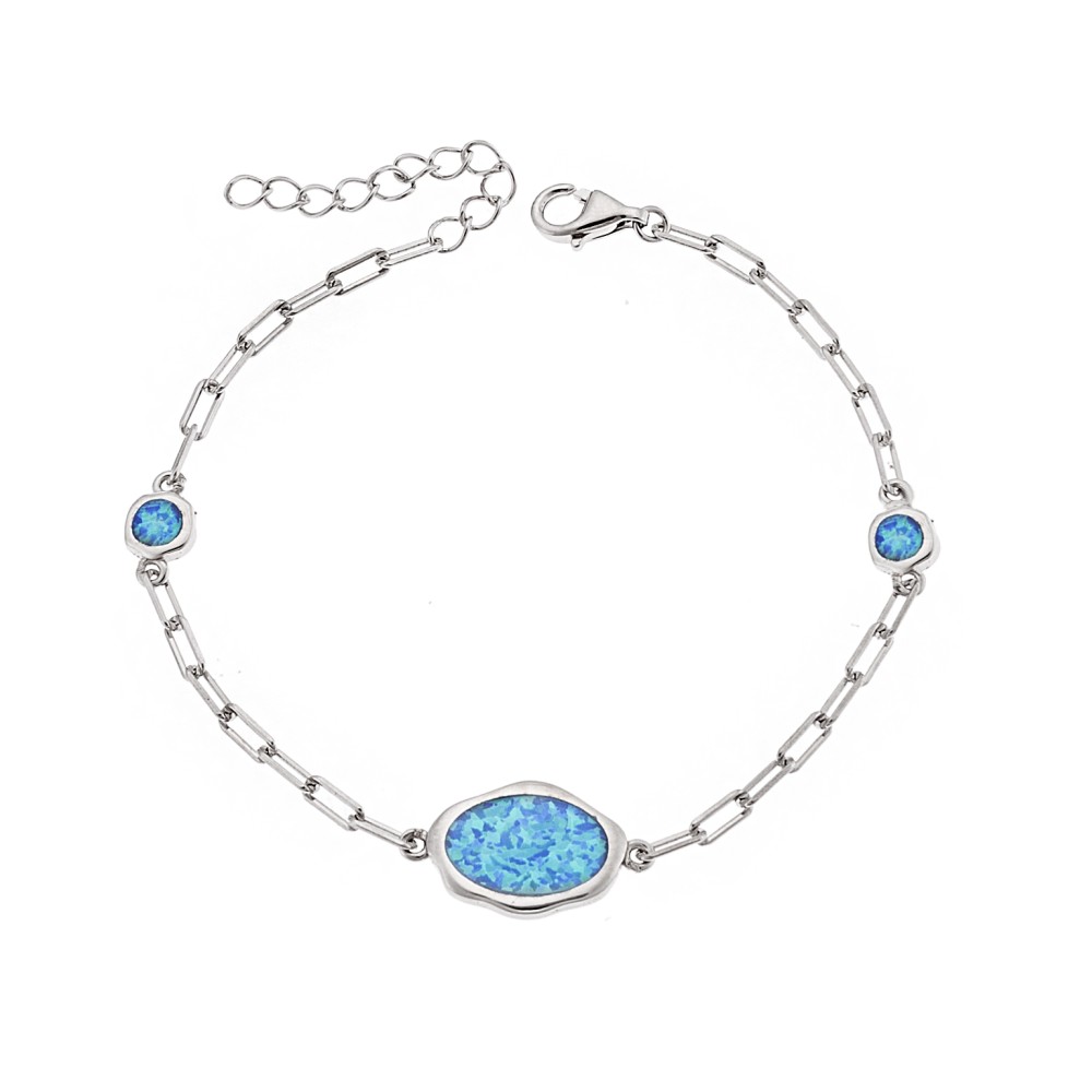 Βραχιόλι Senza από ασήμι 925, με τριπλό σχέδιο Opal - SSR4066SOP