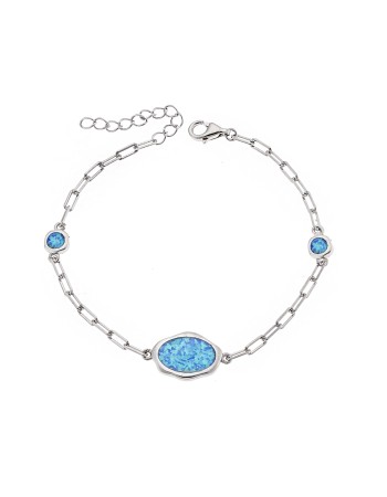Βραχιόλι Senza από ασήμι 925, με τριπλό σχέδιο Opal - SSR4066SOP