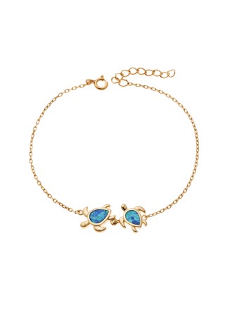 Βραχιόλι Senza από επιχρυσωμένο ασήμι 925, διπλή χελωνίτσα με Opal - SSR4067GOP