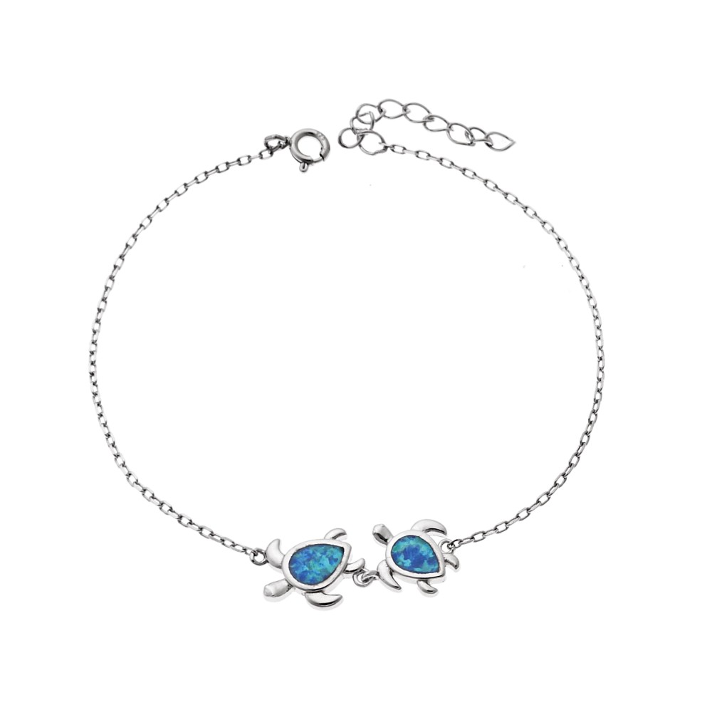 Βραχιόλι Senza από ασήμι 925, διπλή χελωνίτσα με Opal - SSR4067SOP