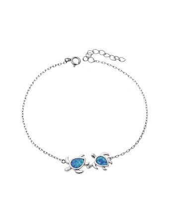 Βραχιόλι Senza από ασήμι 925, διπλή χελωνίτσα με Opal - SSR4067SOP