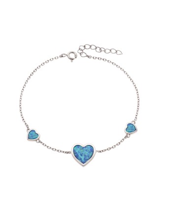 Βραχιόλι Senza από ασήμι 925, καρδιές με Opal - SSR4068SOP