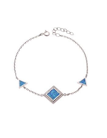 Βραχιόλι Senza από ασήμι 925, ρόμβος και τρίγωνα με Opal και ζιργκόν - SSR4069SOP