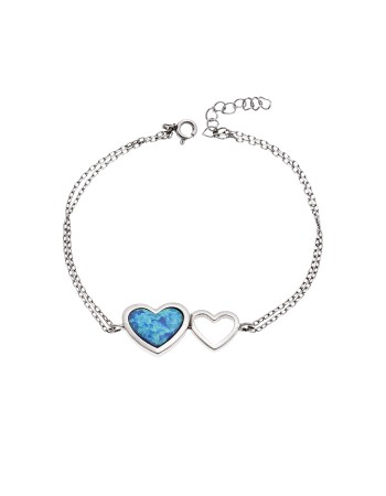 Βραχιόλι Senza από ασήμι 925, διπλή καρδιά με Opal - SSR4070SOP