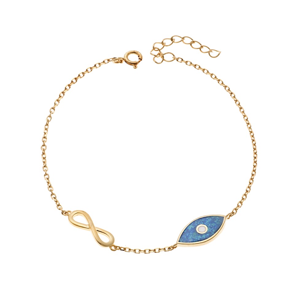 Βραχιόλι Senza από επιχρυσωμένο ασήμι 925, μάτι με Opal και άπειρο - SSR4072GOP
