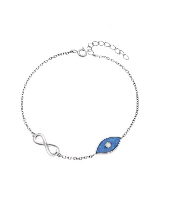 Βραχιόλι Senza από ασήμι 925, μάτι με Opal και άπειρο - SSR4072SOP