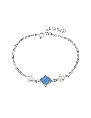 Βραχιόλι Senza από ασήμι 925, διπλός μαίανδρος με Opal - SSR4073SOP