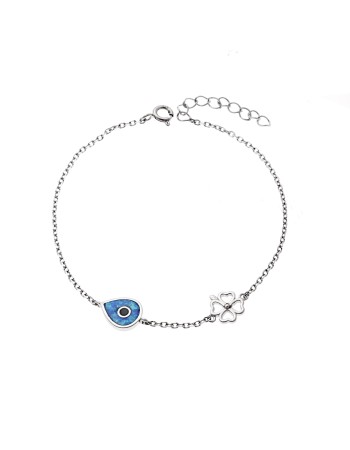 Βραχιόλι Senza από ασήμι 925, μάτι με Opal και τριφύλλι - SSR4074SOP