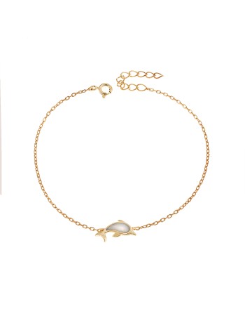 Βραχιόλι Senza από επιχρυσωμένο ασήμι 925, δελφίνι με Opal - SSR4088GWH