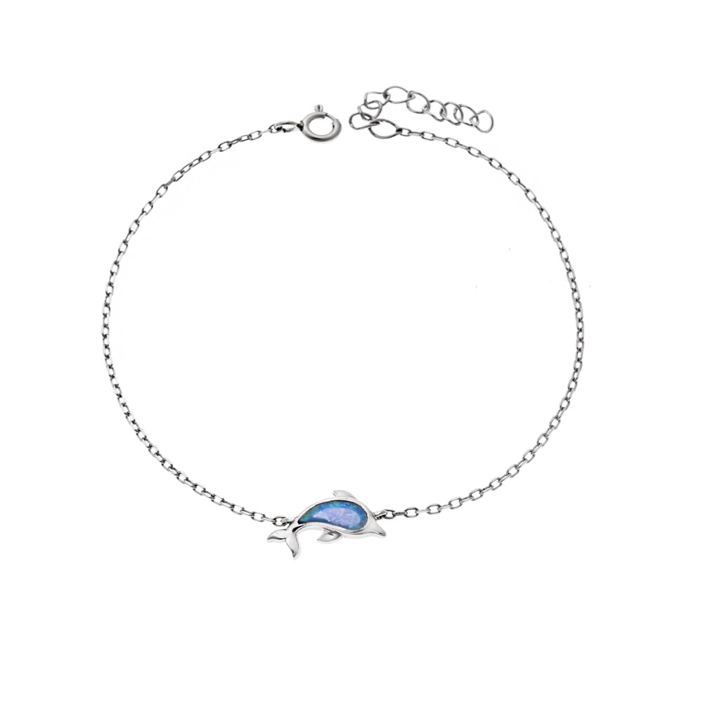 Βραχιόλι Senza από ασήμι 925, δελφίνι με Opal - SSR4088SOP