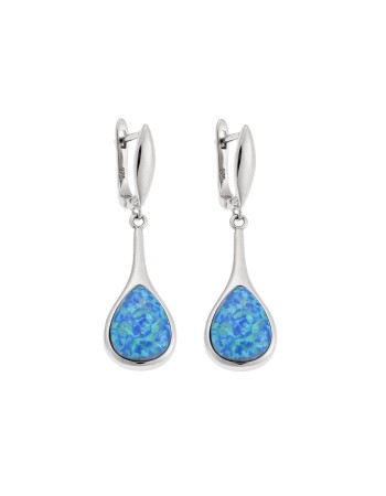 Σκουλαρίκια Senza από ασήμι 925, σταγόνα με Opal - SSR4089SOP