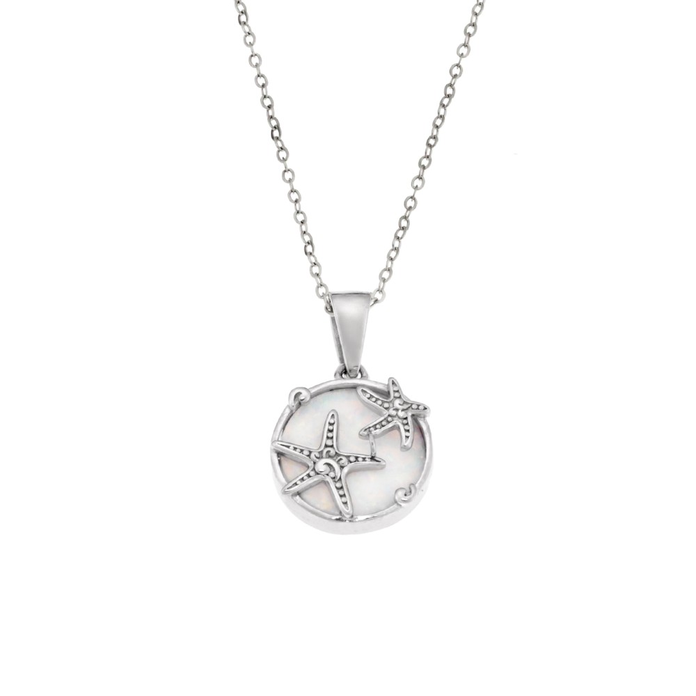 Μοτίφ Senza από ασήμι 925, κύκλος με Opal και αστερίες - SSR4092SWH