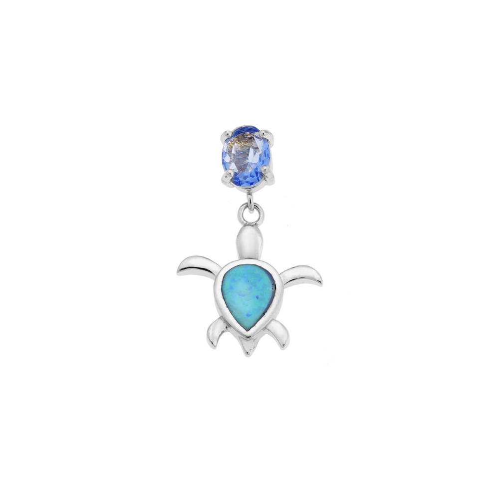 Μοτίφ Senza από ασήμι 925, χελωνίτσα με Opal και γαλάζια πέτρα - SSR4094SOP
