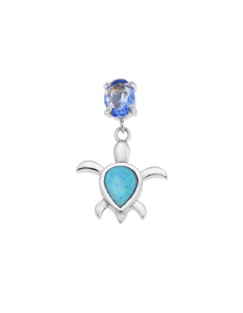Μοτίφ Senza από ασήμι 925, χελωνίτσα με Opal και γαλάζια πέτρα - SSR4094SOP