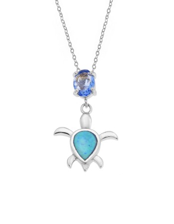 Μοτίφ Senza από ασήμι 925, χελωνίτσα με Opal και γαλάζια πέτρα - SSR4094SOP