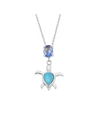 Μοτίφ Senza από ασήμι 925, χελωνίτσα με Opal και γαλάζια πέτρα - SSR4094SOP