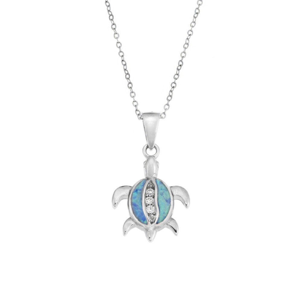 Μοτίφ Senza από ασήμι 925, χελωνίτσα με Opal και ζιργκόν - SSR4096SOP