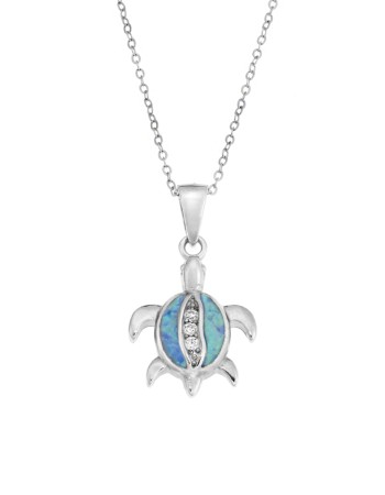 Μοτίφ Senza από ασήμι 925, χελωνίτσα με Opal και ζιργκόν - SSR4096SOP