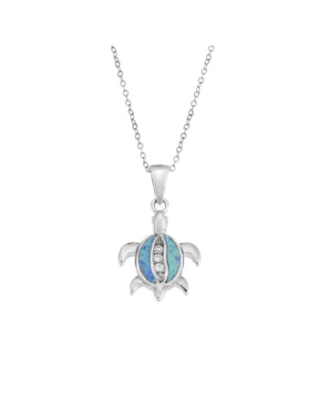 Μοτίφ Senza από ασήμι 925, χελωνίτσα με Opal και ζιργκόν - SSR4096SOP