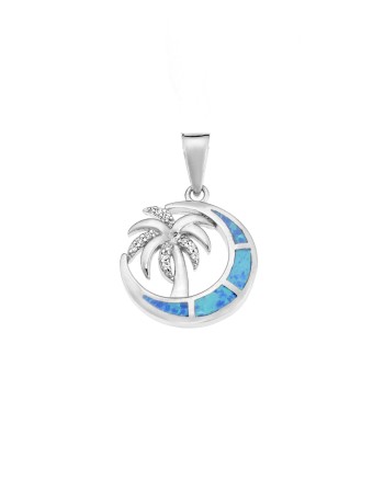 Μοτίφ Senza από ασήμι 925, μισοφέγγαρο με Opal και φοίνικας με ζιργκόν - SSR4100SOP