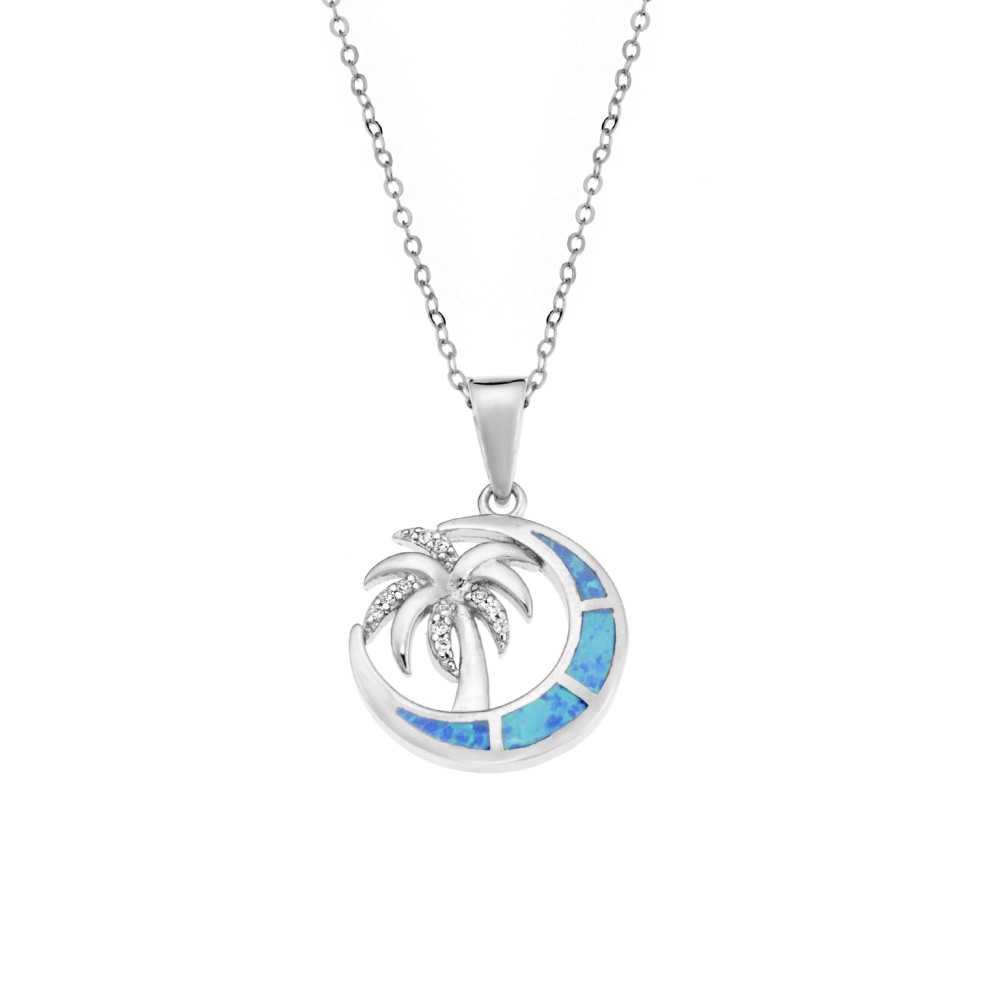 Μοτίφ Senza από ασήμι 925, μισοφέγγαρο με Opal και φοίνικας με ζιργκόν - SSR4100SOP