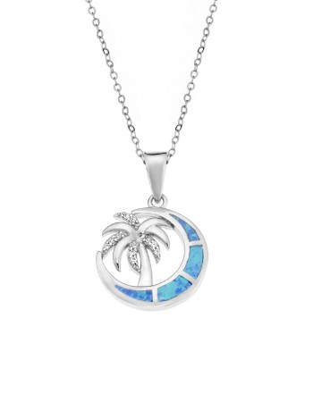Μοτίφ Senza από ασήμι 925, μισοφέγγαρο με Opal και φοίνικας με ζιργκόν - SSR4100SOP