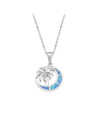 Μοτίφ Senza από ασήμι 925, μισοφέγγαρο με Opal και φοίνικας με ζιργκόν - SSR4100SOP