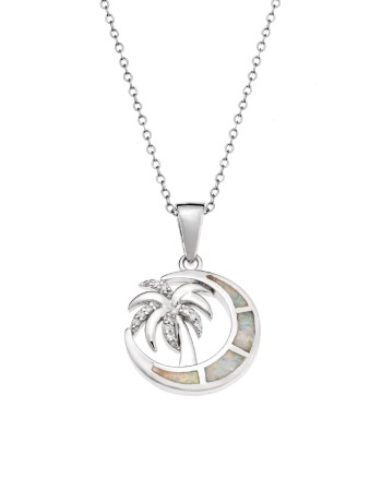 Μοτίφ Senza από ασήμι 925, μισοφέγγαρο με Opal και φοίνικας με ζιργκόν - SSR4100SWH