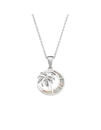 Μοτίφ Senza από ασήμι 925, μισοφέγγαρο με Opal και φοίνικας με ζιργκόν - SSR4100SWH