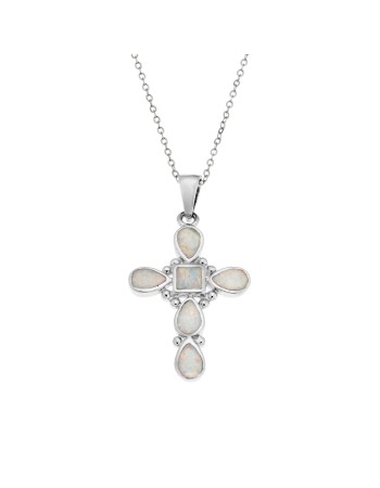 Μοτίφ Senza από ασήμι 925, Σταυρός με Opal - SSR4105SWH