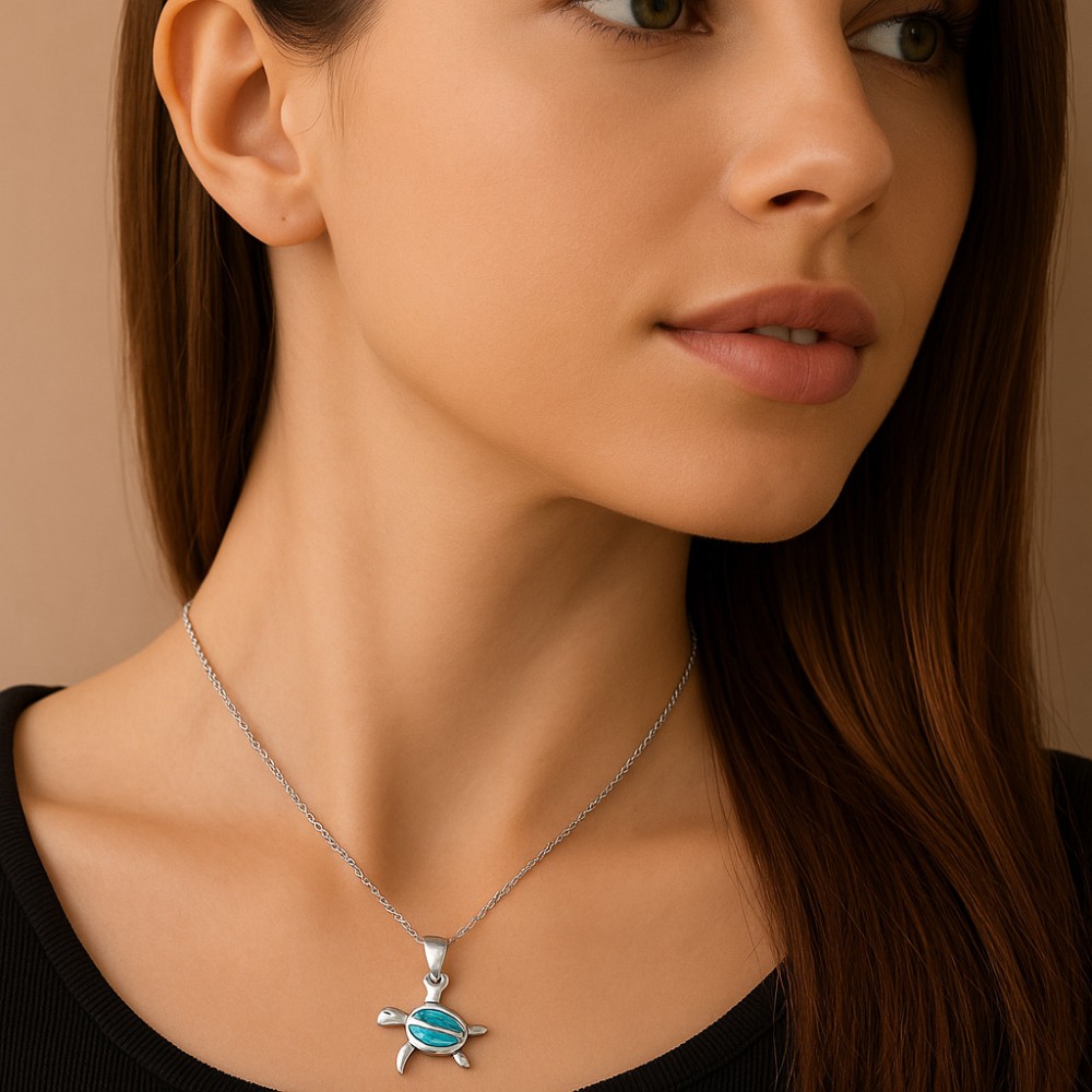 Μοτίφ Senza από ασήμι 925, χελωνίτσα με Opal - SSR4110SOP