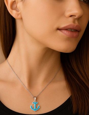 Μοτίφ Senza από ασήμι 925, άγκυρα με Opal - SSR4111SOP