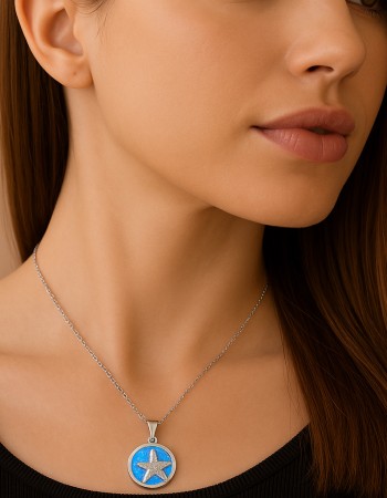 Μοτίφ Senza από ασήμι 925, κύκλος με Opal και αστερία - SSR4112SOP