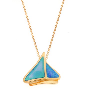 Μοτίφ Senza από επιχρυσωμένο ασήμι 925, καραβάκι με Opal - SSR4113GOP