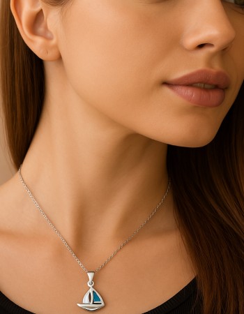 Μοτίφ Senza από ασήμι 925, καραβάκι με Opal - SSR4115SOP